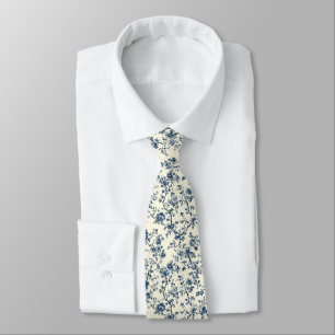 Blauw Vintage Bloem Motief (2) Stropdas