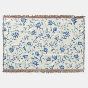 Blauw Vintage Bloem Motief (3) Deken
