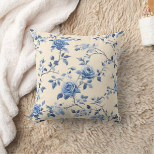 Blauw Vintage Bloem Motief (6) Kussen