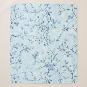 Blauw Vintage Bloem Motief (7) Sherpa Deken