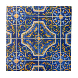 Blauw Vintage Bloem Motief Portugese Tegeltje