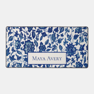 Blauw Vintage Bloemmotief Bureaumat