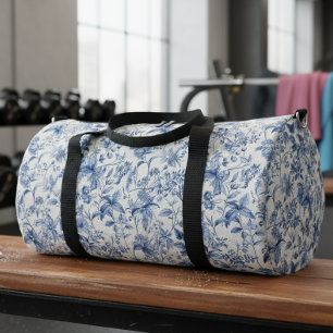Blauw Vintage Bloemmotief Elegant Plunjezak