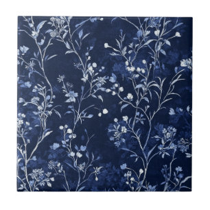 Blauw Vintage Bloemmotief Toile Patroon (11) Tegeltje