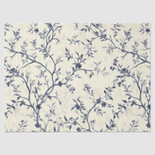 Blauw Vintage Bloemmotief Toile Patroon (1) Tissuepapier