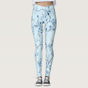 Blauw Vintage Bloemmotief Toile Patroon (7) Leggings