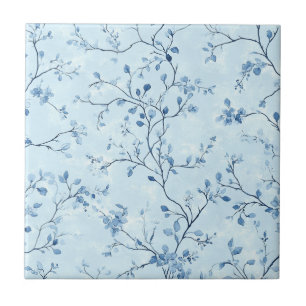 Blauw Vintage Bloemmotief Toile Patroon (7) Tegeltje