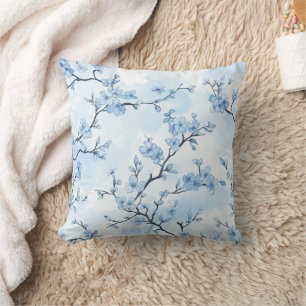 Blauw Vintage Bloemmotief Toile Patroon (8) Kussen