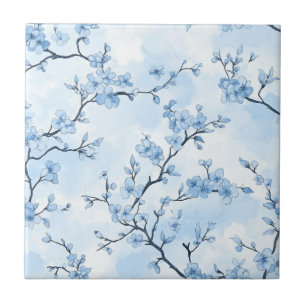 Blauw Vintage Bloemmotief Toile Patroon (8) Tegeltje