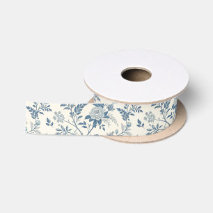 Blauw Vintage Bloempatroon Lint