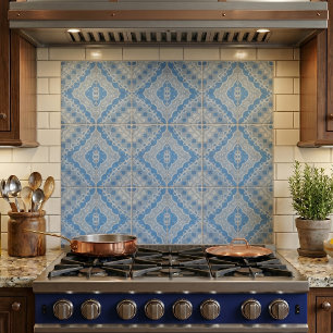 Blauw vintage cementachtig geometrisch patroon tegeltje