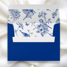 Blauw vintage chinoiserie bloemenvogel