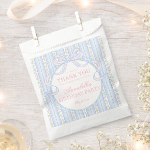 Blauw Vintage Fancy Bloemige Verjaardagsfeest Dess Bedankzakje