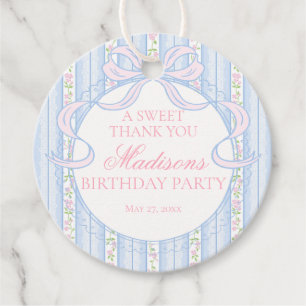 Blauw Vintage Fancy Bloemrijke Verjaardagsfeest Ci Bedankjes Labels