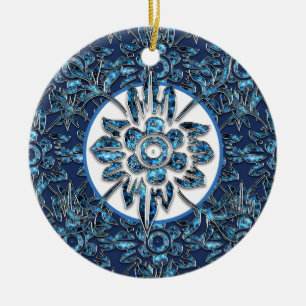 Blauw Vintage Kerst Ornament