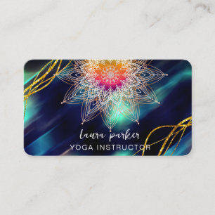Blauw vintage mandala goud meditatie holistisch visitekaartje