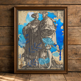 Blauw Vintage Middeleeuws Koppel Decoupage Tissue  Tissuepapier
