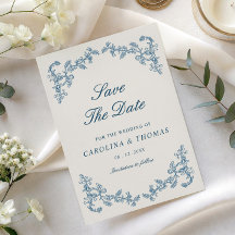 Blauw vintage oud geld royaal save the date