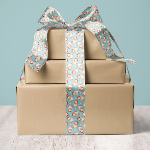 Blauw Vintage Retro Kerstman Kerstmis Lint