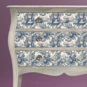 Blauw Vintage Toile De Jouy Frans Bloemenvase Tissuepapier