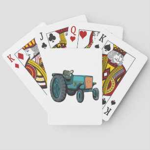 Blauw vintage tractorthema boerderijleven pokerkaarten