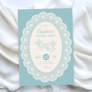 Blauw vintage verjaardag kaart
