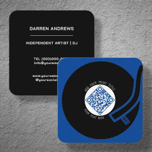 Blauw Vinyl LP Muziek QR Code Vierkante Visitekaartje