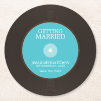 Blauw Vinyl Record Bruiloft Save the Date Bruiloft