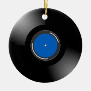 Blauw vinylrecord keramisch ornament