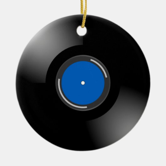 Blauw vinylrecord keramisch ornament (Voorkant)