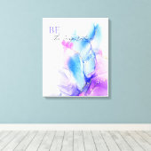 Blauw Violet Abstracte Waterverf Motivatie Quote Canvas Afdruk (Insitu (Houten vloer))