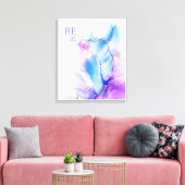 Blauw Violet Abstracte Waterverf Motivatie Quote Canvas Afdruk (Insitu (Woonkamer))