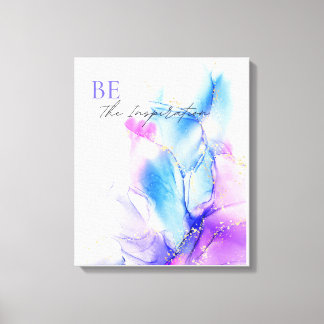 Blauw Violet Abstracte Waterverf Motivatie Quote Canvas Afdruk