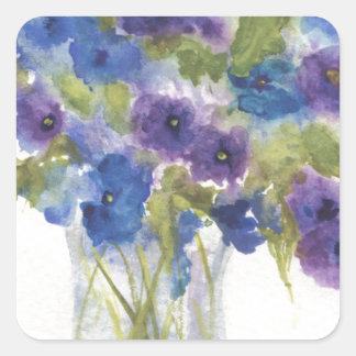 Blauw Violet Bloem Vaas.jpg Vierkante Sticker