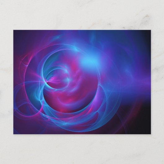 Blauw Violet en roze Cosmic Swirly fractal Briefkaart (Voorkant)