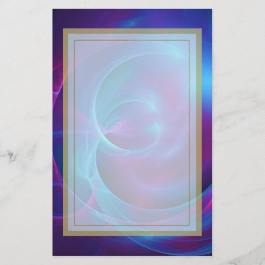 Blauw Violet en roze Cosmic Swirly Fractal Briefpapier (Voorkant)