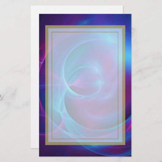 Blauw Violet en roze Cosmic Swirly Fractal Briefpapier (Voorkant / Achterkant)