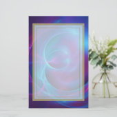 Blauw Violet en roze Cosmic Swirly Fractal Briefpapier (Staand voorkant)