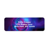 Blauw Violet en roze Cosmic Swirly fractal Etiket (Voorkant)