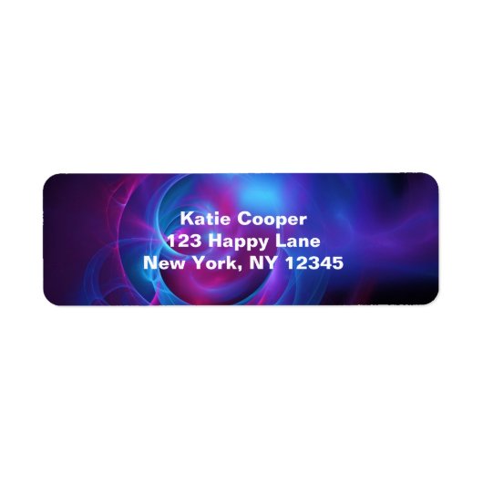 Blauw Violet en roze Cosmic Swirly fractal Etiket (Voorkant)
