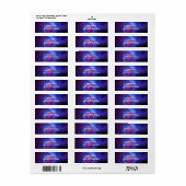 Blauw Violet en roze Cosmic Swirly fractal Etiket (Full Sheet)