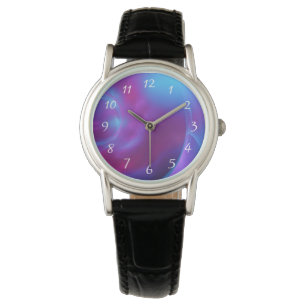 Blauw Violet en roze Cosmic Swirly Fractal Horloge