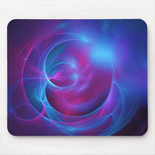 Blauw Violet en roze Cosmic Swirly Fractal Muismat (Voorkant)