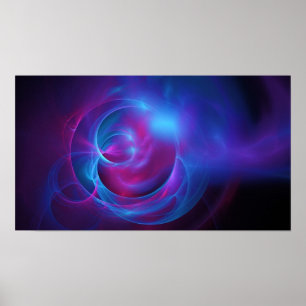 Blauw Violet en roze Cosmic Swirly fractal Poster