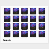 Blauw Violet en roze Cosmic Swirly Fractal Vierkante Sticker (Vel)