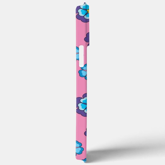 Blauw Violet roze bloemmotief Case-Mate iPhone Case (Achterkant / Rechts)