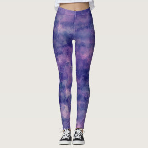 Blauw Violet Roze Waterverf Abstractie Leggings