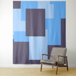 Blauw + Violette Rechthoek Patroon Tapestry Wandkleed