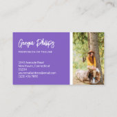 Blauw Violette Social Media Iconen QR Code Foto Visitekaartje (Achterkant)