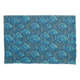 Blauw Vis Patroon Kussensloop